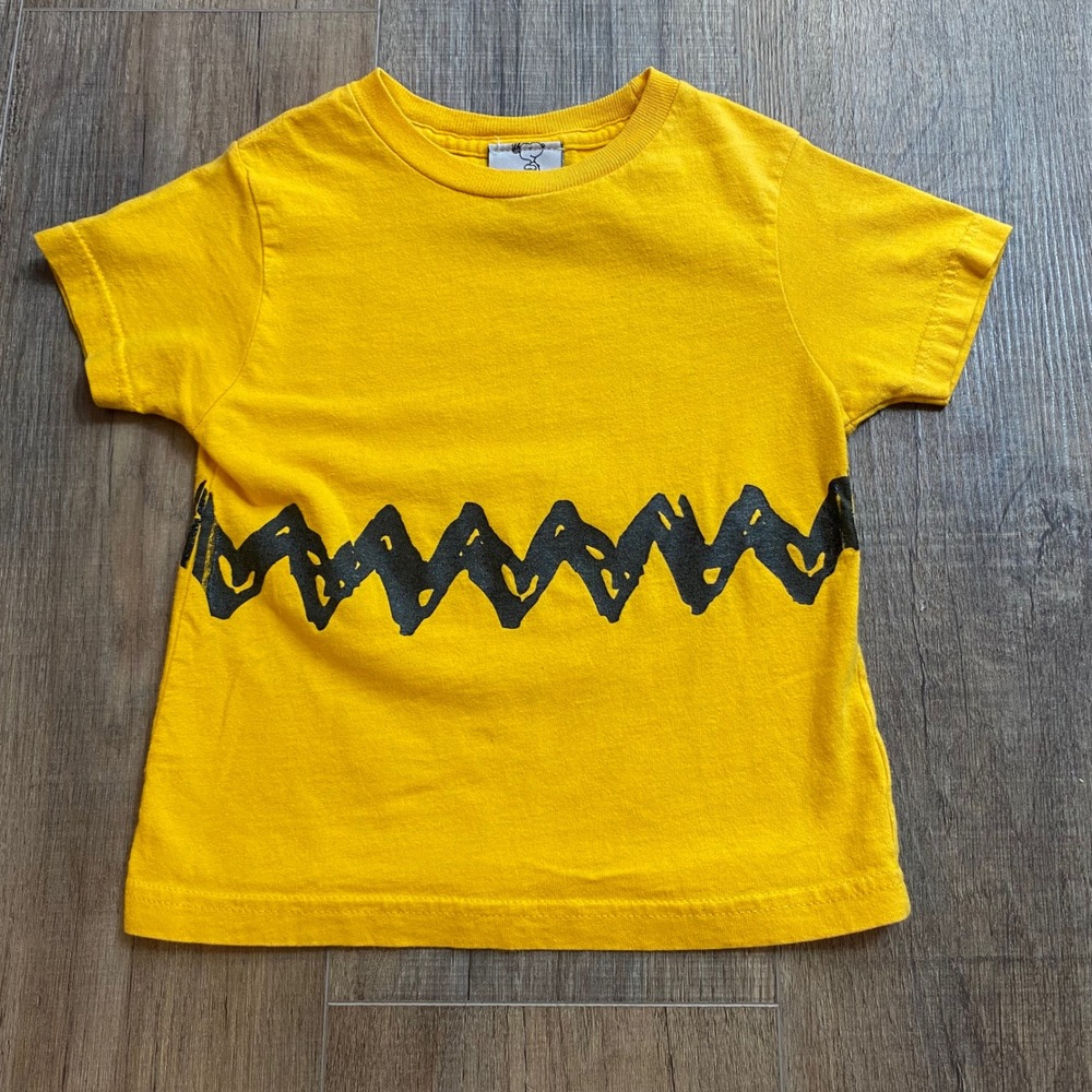 Peanuts Charlie Brown Yellow Zig Zag Graphic T-Shirt Kids Cedar Fair 2010